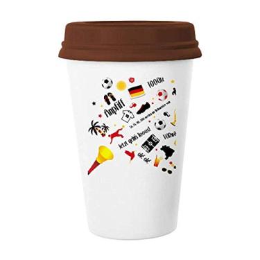 Imagem de Caneca de cerâmica com estampa de cultura da bandeira do futebol da Alemanha, copo de cerâmica