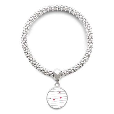 Imagem de DIYthinker Pulseira de prata com pingente de coração rosa para Dia dos Namorados I Love You Line