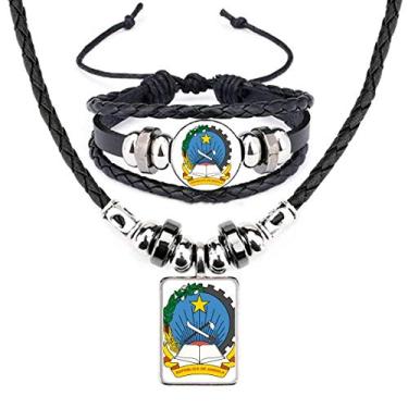 Imagem de Luanda Angola Conjunto de joias com emblema nacional de couro