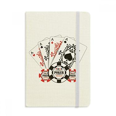 Imagem de Caderno de cartas com fichas de baralho com estampa de utensílios de jogos, capa dura de tecido, diário clássico