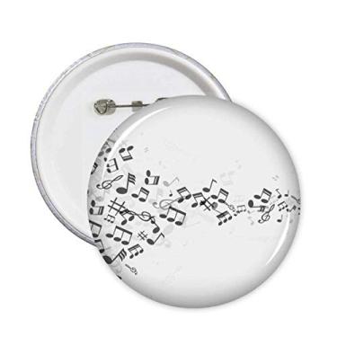 Imagem de Notas musicais torcidas, pretas, alfinetes, botões, redondos, decoração de roupas, 5 peças