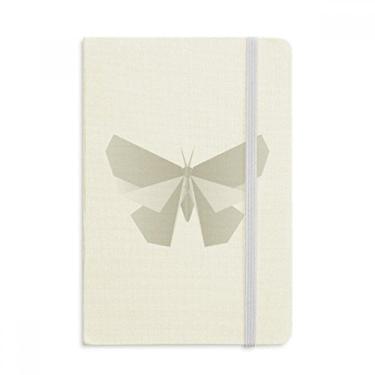 Imagem de Caderno com estampa de origami de borboleta branca abstrata, capa dura em tecido, diário clássico