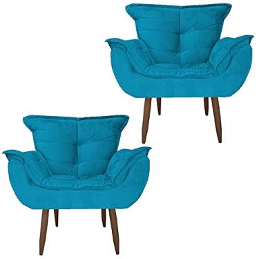 Imagem de Kit 2 Poltronas Opala Decorativa Turquesa - Moveis Aguias