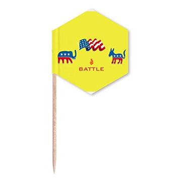 Imagem de Bandeiras de palitos de palito do presidente da luta de burro, elefante, palitos de cupcake, festa comemoração