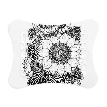 Imagem de Girassol, preto, branco, flor, quebra-cabeça, moldura, decoração de quadros, ornamento de jogo de quebra-cabeça