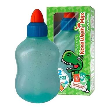 Imagem de Nosewash Max Dinossauro - Dispositivo para Lavagem Nasal de Bebês e Crianças, Limpador de Nariz, Irrigação Nasal, Alivio de Alergias e Congestão Nasal, com Controle de Fluxo, Frasco 240 ML com Escala