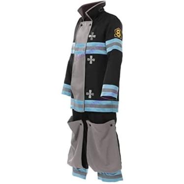 Imagem de Quality cos Fantasia de cosplay Shinra Kusakabe da Força de Fogo de Bombeiro nº 8 Uniforme de Halloween Conjunto Completo, GG, Tamanho �nico