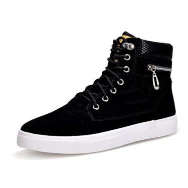 Imagem de Legou Sapatos de lona masculinos sapatos casuais de cano alto sapatos baixos sapatos de gravata, Preto, 43