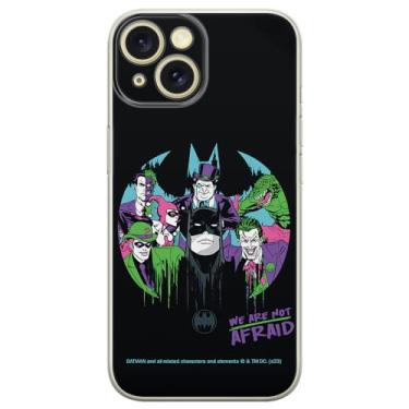 Imagem de ERT GROUP Capa de celular para iPhone 15 original e oficialmente licenciada DC padrão Batman 100 perfeitamente adaptada à forma do celular, capa feita de TPU
