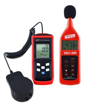 Imagem de Kit Luxímetro Digital Intensidade Luz 50 Leituras Sonômetro Digital Sonoro Acústica Ponderação Leq Instrutherm