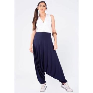 Imagem de Calça Saruel Malha Azul Marinho - P - Veste do 38 ao 40-Feminino