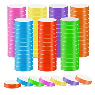 Imagem de Pacote com 1400 pulseiras de papel para eventos, 7 cores à prova d'água, neon para festa, pulseiras de identificação, para concertos, clubes, bares, entrada e festa