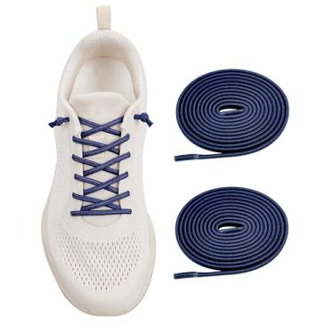 Imagem de VEILLEONG Cadarços sem amarrar, cadarços elásticos para sapatos - Tamanho único para todos os sapatos de adultos e crianças, 1 par azul marinho