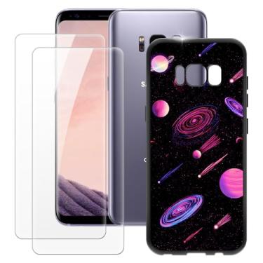 Imagem de MILEGOO Capa para Samsung Galaxy S8 + 2 peças protetoras de tela de vidro temperado, capa ultrafina de silicone TPU macio à prova de choque para Samsung Galaxy S8 (5,8 polegadas)