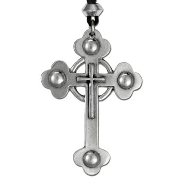 Imagem de Colar com pingente de cruz gótica de estanho - joia de caçador de vampiros (6,3 cm de comprimento)