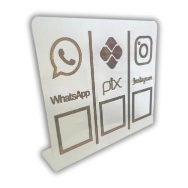 Imagem de Placa Pix,Whats e Insta Para Pagamento QR Code Cor:Cristal com Bronze