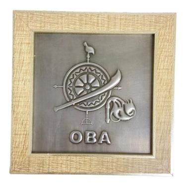Imagem de Quadro Orixá Obá Em Aço E Madeira Carvalho 16,5X16,5Cm
