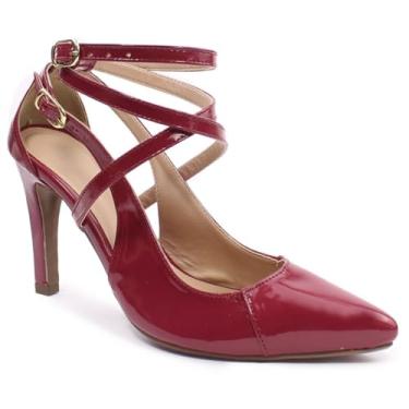 Imagem de Sapato Scarpin Re&Ton Bico Fino Palmilha Confort Feminino SC3 (Cereja Verniz, BR, Adulto, Numérico, 37)