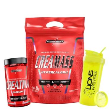 Imagem de Integralmedica Hipercalórico CREAMASS Chocololate Pouch 3KG + Creatina Hardcore 120caps Integralmedeica + Coqueteleira Personalizada 700ml Cor Sortida