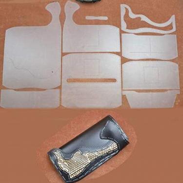 Imagem de ZHONGJIUYUAN Padrão de costura de PVC, multifuncional, faça você mesmo, couro de pele de animal, artesanal, carteira feminina, rígida, modelo de estêncil de papel kraft