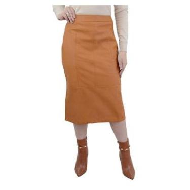 Imagem de Saia Feminina Infini Midi Marrom Caramelo - 84197-Feminino