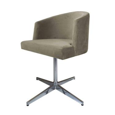 Imagem de Cadeira Poltrona Base Cromada Giratoria Estofada Arkadina Suede Bege