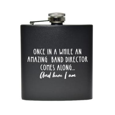 Imagem de Cantil de diretor de banda, Once in a while an amazing Band Director, 170.1 g Stainless Steel Leather Custom Flask, presentes para ele, para ela, para meninos, para meninas, aniversário, ideia de
