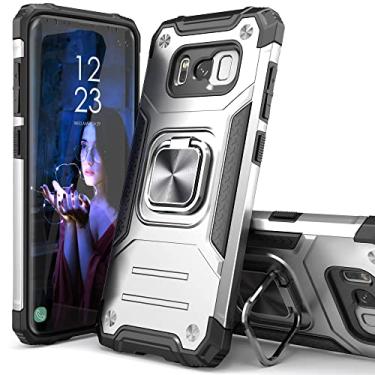 Imagem de IDYStar Compatível com Galaxy S8, capa híbrida de teste de queda com suporte para carro, capa protetora fina para celular Samsung Galaxy S8, prata