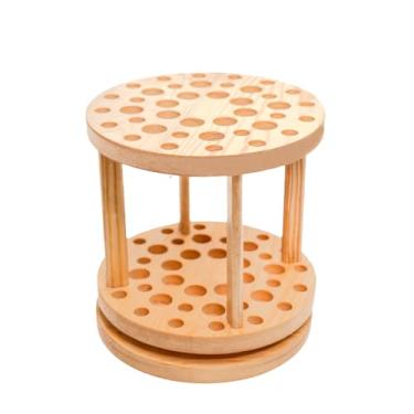 Imagem de Suporte de pincel para artistas – Organizador de pincéis rotativos feitos à mão com porta-pincéis de aquarela – Suporte de armazenamento de pincel de madeira de grande capacidade para sala de aula de
