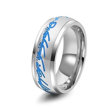 Imagem de Meilord Anel de 8 mm que brilha no escuro O Senhor dos Anéis para homens e mulheres Aurora Spinner Fidgety Anxiety Magic Ring Glow Ring Luminous Worry Anxious Rings, Tamanho 6-12, Metal, Sem pedra
