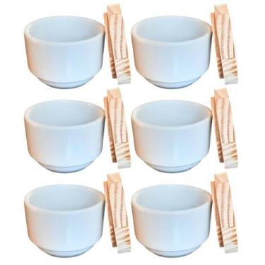 Imagem de Kit 6 Porta Treco / Condimentos / Mantimentos 180ml - Potes Porcelana 