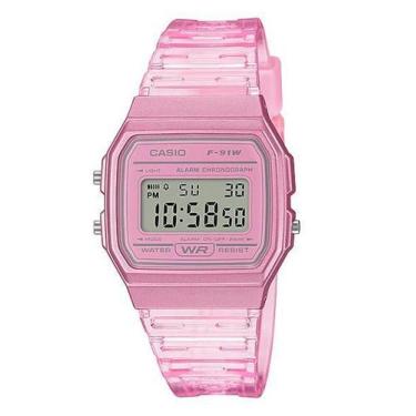Imagem de Relógio Feminino Casio Vintage Standard F-91Ws-4Df Rosa, Digital, Rosa