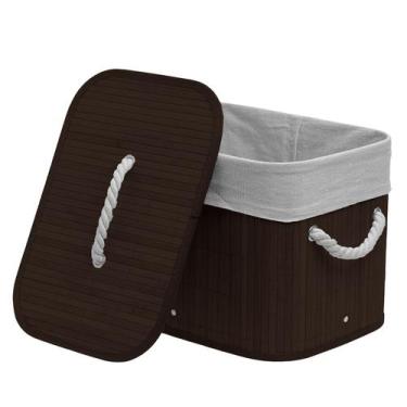 Imagem de Cesto De Roupa Olympus Bambu Marrom 36X26X26Cm Rafimex