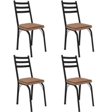 Imagem de Kit 4 Cadeiras para Cozinha Tubular D-13 Nara de Aço - Artefamol, Pret