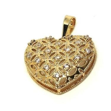 Imagem de Pingente de ouro 18k Coração Fofo com Pedras - Elegancy Joias