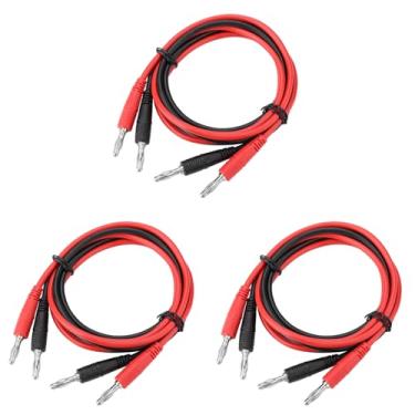 Imagem de Par de Cabos de Teste de Plugue Banana DMM 6pcs, 0,6M, 1000V, Preto, Fio de Sonda Multímetro 2PCS, para Aplicação Em Laboratório de Física Escolar, Uso Seguro Com Botas de