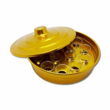 Imagem de Bandeja 16 Cálices / 20 Centímetros - Dourada - O Cantinho da Fé