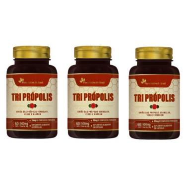 Imagem de 3x Extrato De Propolis 60 Capsulas Verde Marrom Vermelho  - Flora Nati