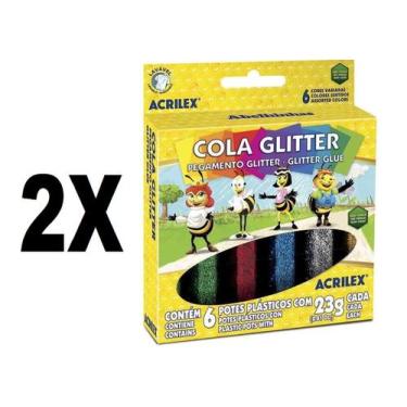 Imagem de Cola Glitter 6 Cores 23g Acrilex Kit com 2 Caixas