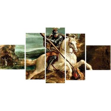 Imagem de Painel De Quadro Mosaico 5 Partes Sao Jorge Para Sala - NEYRAD