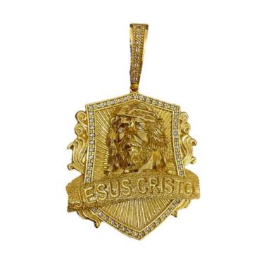 Imagem de Pingente Escudo Face De Cristo Banhado a Ouro 18k - JP joias