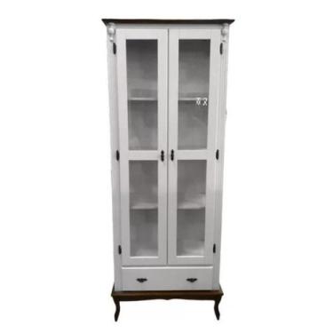 Imagem de Cristaleira 205X80cm 2 Portas + 3 Prateleiras Maciças + 1 Gaveta - Pés