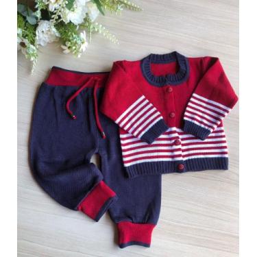 Imagem de Conjunto casaco + calça em tricot 2 peças - Dinhos baby, Azul marinho 