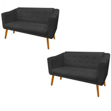 Imagem de Kit 02 Namoradeira  Decorativa  Céci Pés Madeira 2 Lugares Sala de Est