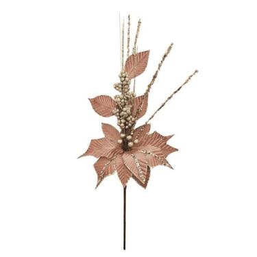 Imagem de 2 Galhos Hastes Flor Enfeite Rose Natalina 58CM - Magizi