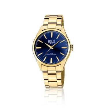 Imagem de Relógio Pulso Everlast Masculino Aço Elegante E637, Dourado+Azul