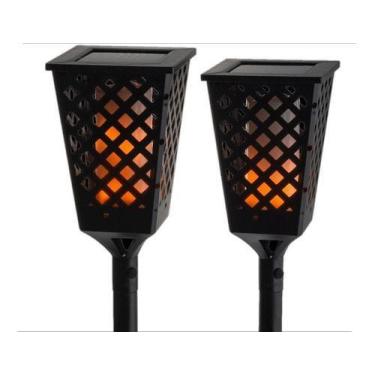 Imagem de Kit Com 4 Luminária Espeto Solar Imita Fogo Decoração Cha - Não Inform