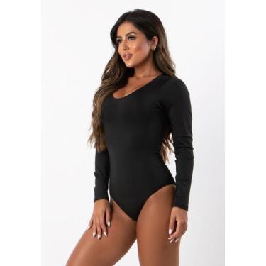 Imagem de Body Feminino Manga Longa Costa Tapada - blees, Preto, M
