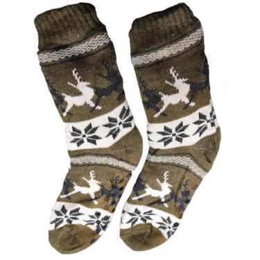 Imagem de kit 2 Meias Térmica Masculina de Lã Quentinha Inverno Forrada Pelinho 