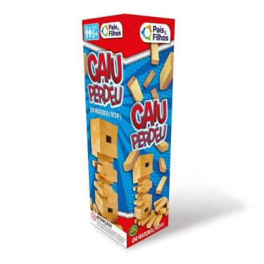 Imagem de Jogo Infantil Caiu Perdeu Torre de Equilibrio de Madeira MDF - Pais E 